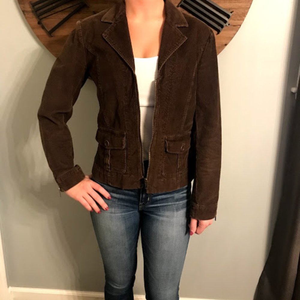 Women's Brown Suede Zip-Front Jacket